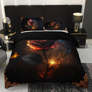 Axyaa Gothic Golden Rose Duvet Set Elegant Floral Print Bedding Pillowcases