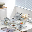 Axya Silver Rim Marble Ceramic Dinnerware Set for Family and Hotel