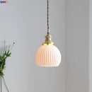 Axyaa Copper Ceramic Ball LED Pendant Light Fixture - Nordic Modern Design