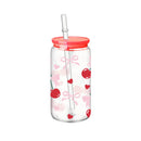 Axyaa Cherry Bow Plastic Cup with Straw Lid: Reusable, 16oz Cute Holiday Drinkware