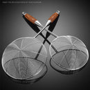 Axyaa Stainless Steel Colander with Wooden Handle for Noodles, Fries & Sifting