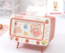 Axyaa Square Tissue Box & Phone Holder – Pink Desktop Decor Organizer