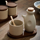 Axya Ceramic Seasoning Bottle Set with Lid Porcelain Kitchenware Soy Sauce Pot