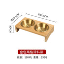 Axyaa Stainless Steel Condiment Set with Wooden Tray - BBQ Sauce & Spice Dish