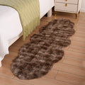 Axyaa Oval Faux Rabbit Fur Plush Rug for Home Decor and Living Room