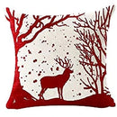 Axyaa Christmas Snowflake Red Bear Linen Pillow Cover 45x45 Square