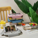 Axyaa Lunch Box Set: Leakproof, Microwave Safe, Divided, for Office Workers, Picnic, Camping