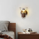 Axyaa Retro Walnut LED Glass Wall Lamp with Switch for Bedroom, Balcony & Aisle Decor