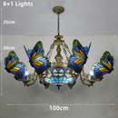 Axyaa Butterfly Design Stained Glass Chandelier - Colorful Lighting for Home and Business