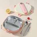 Axyaa Stainless Steel Square Lunch Box with Cutlery, 3/4 Compartments, Large Capacity