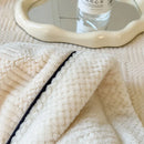 Axyaa White Knitted Velvet Throw Blanket Soft Fleece Bedspread Warm All-season Blanket