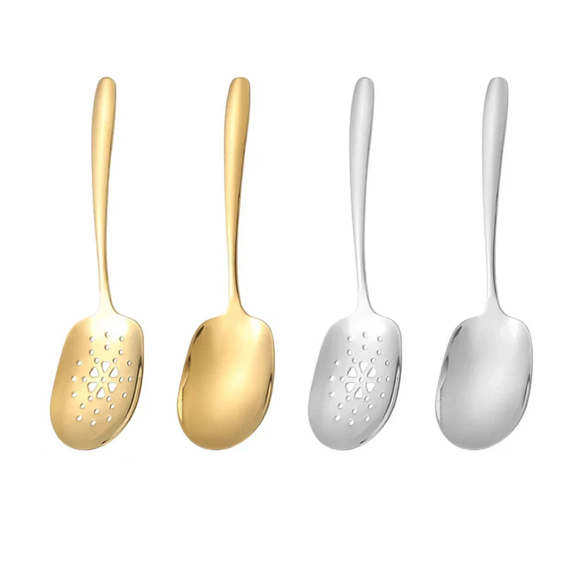 Axyaa Stainless Steel Serving Spoon Colander - Wide-mouthed, Catering Quality
