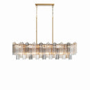 Axyaa Gold Silver Glass Tube Chandelier - Elegant Pendant Light for Dining Room