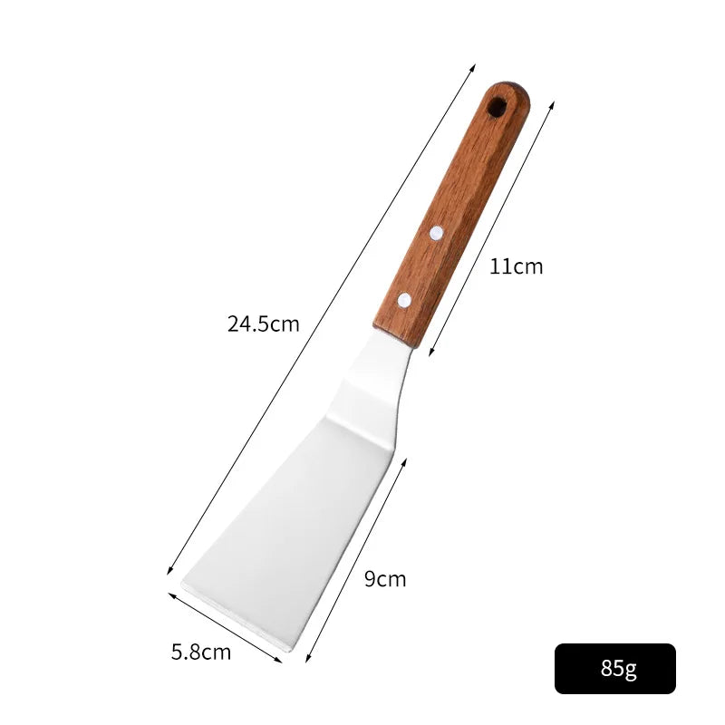 Axyaa Stainless Steel Wooden Handle Cooking Spatula Steak Pancake Frying Shovel