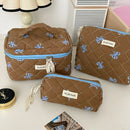 Axyaa Floral Cosmetic Bag Set - 3pcs Portable Toiletry Organizer for Women