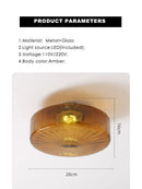 Axyaa Amber Glass Ceiling Chandelier with LED Light for Modern Interiors