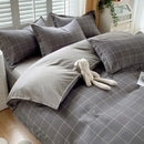 Axyaa Blue & White Grid 4-Piece Bed Sheet Set, Thickened Material