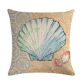 Axyaa Marine Life Linen Pillowcase: Fashion Conch Starfish Shell Sofa Decor Cover