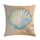 Axyaa Marine Life Linen Pillowcase: Fashion Conch Starfish Shell Sofa Decor Cover