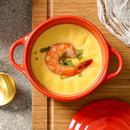 Axyaa 4" Mini Ceramic Double Ear Bowl for Oven Use - Egg Soup & Custard Bowl