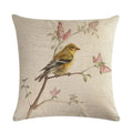 Axyaa Vintage Bird Pattern Cotton Linen Throw Pillow Cover for Sofa