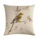 Axyaa Vintage Bird Pattern Cotton Linen Throw Pillow Cover for Sofa