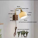 Axyaa Rotating LED Wall Light Fixture - Wood and Copper Bedside Lamp