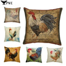 Axyaa Watercolor Rooster Pattern Pillowcase Home Decor Throw Cushion Cover