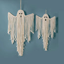 Axyaa White Macrame Ghost Wall Hanging Tapestry, Hand-Woven Tassels for Home Décor