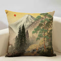 Axyaa Japanese Landscape Ukiyo Style Cushion Cover 45x45cm Art Decor Linen Pillow Case