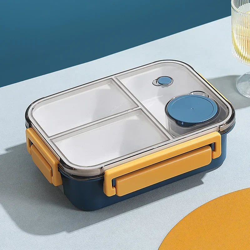 Axyaa 850ml Leakproof Bento Lunch Box with Sauce Box - Portable & Microwavable