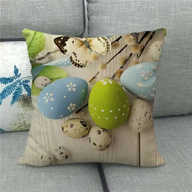 Easter Bunny Eggs Printed Pillow Covers 45x45cm - Axyaa Easter Decorations