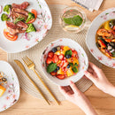 Axyaa 48-Piece Porcelain Ceramic Dinnerware Set for 12: Plates and Bowls
