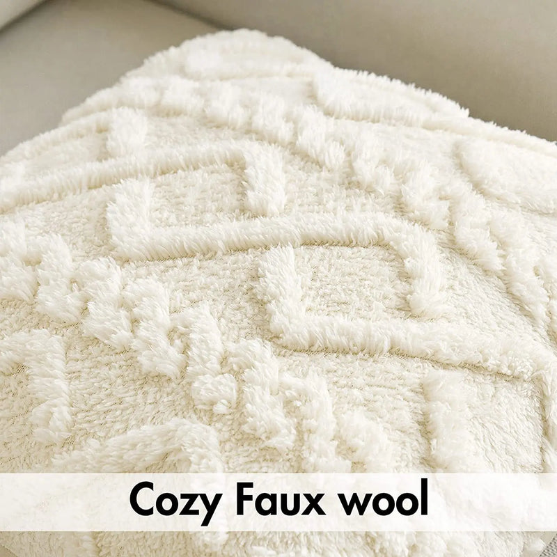 Axyaa Short Fleece Pillow Cover 18x18 for Living Room Sofa & Home Decor