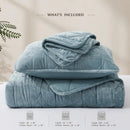 Axyaa King Size Velvet Quilt Set - Reversible Lightweight Comforter & Coverlet