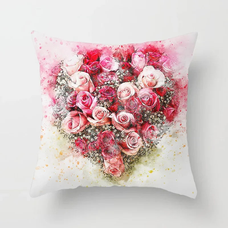 Axyaa Strawberry Plant Flower Cushion Cover for Room Decoration