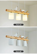 Axya Solid Wood Chandelier with LED Birds - Nordic Minimalist Kitchen Dining Decor