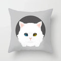 Axyaa Cute Cat Round Head Cushion Cover 45x45cm Polyester Pillowcase Square