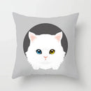 Axyaa Cute Cat Round Head Cushion Cover 45x45cm Polyester Pillowcase Square