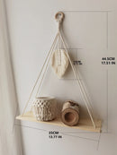 Axyaa Leaf Tassel Wall Shelf: Botanical Wooden Stand for Plant Display & Boho Home Decor