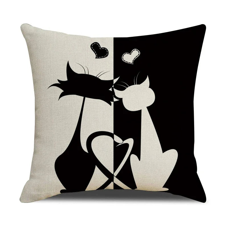 Axyaa Cat Print Cushion Cover for Stylish Home Decor and Comfort