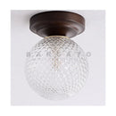Axyaa Walnut Wood Glass LED Ceiling Light Fixture for Modern Spaces