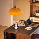 Axyaa Big Pumpkin Glass Pendant Light 30W Vintage Wood Hanging Lamp