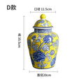Axyaa Blue & White Porcelain General's Jar Vase Home Decoration