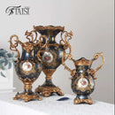 Axyaa European Luxury Double Ear Vase Home Decoration Handicraft Living Room Decor