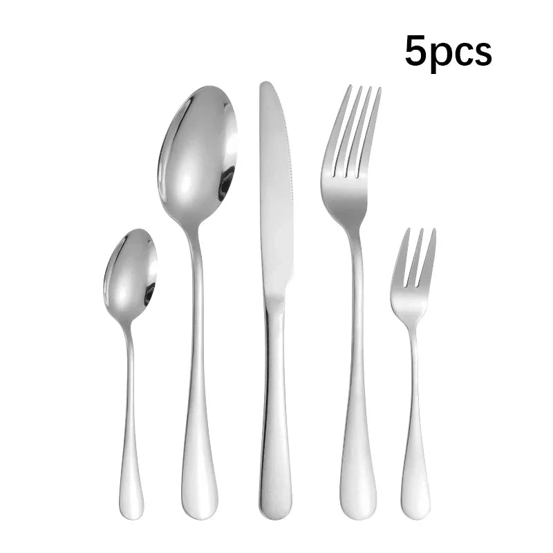 Axyaa 30-Piece Stainless Steel Tableware Set for Hotel and Dining