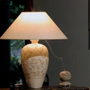 Axyaa Retro Ceramic Floor Lamp with Fabric Lampshade for Bedroom and Living Room Lighting