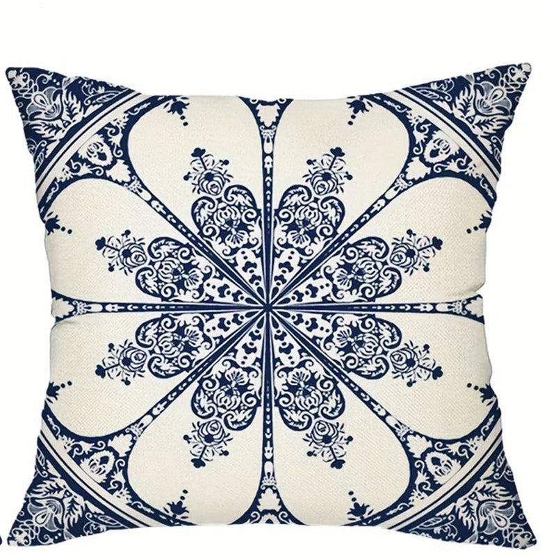 Axyaa Blue Floral Pattern Pillowcase - Home Decor Accent