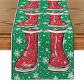 Christmas Shoes Snow Point Table Runner by Axyaa - Farmhouse Dining & Wedding Party Decor