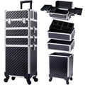 Axyaa 4 in 1 Rolling Makeup Train Case with Key, Wheels, Large Capacity